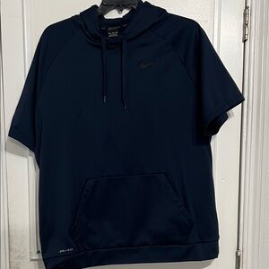 Nike Men's Dark Blue Short Sleeve Hoodie